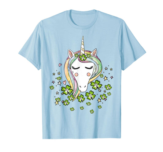 St Patricks Day Shamrock Unicorn Girls Irish Cool Green Kids T-Shirt