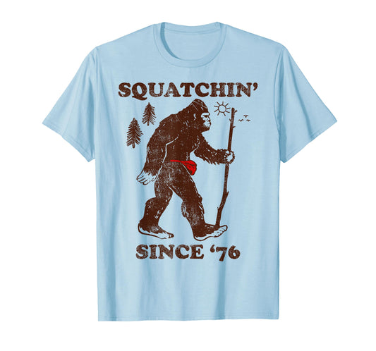 Squatchin' Since '76 Big Foot Vintage Outdoors T-Shirt