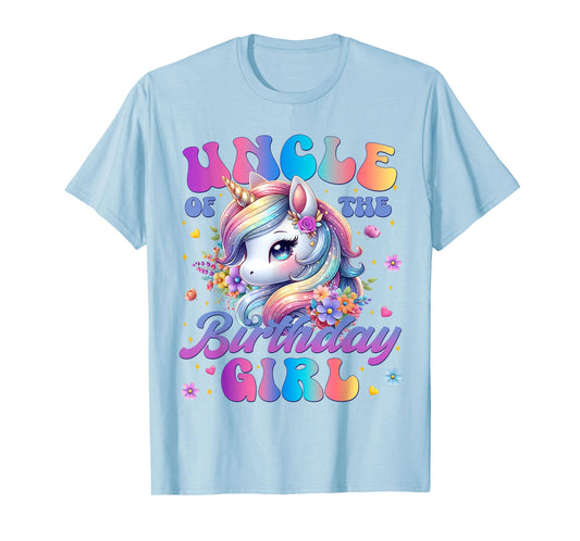 Uncle Of The Birthday Girl Unicorn Flower Family Matching T-Shirt