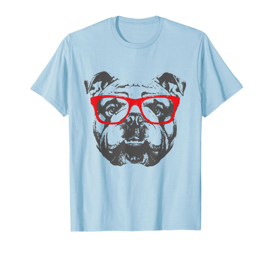 English bulldog with red sunglasses style and design T-Shirt