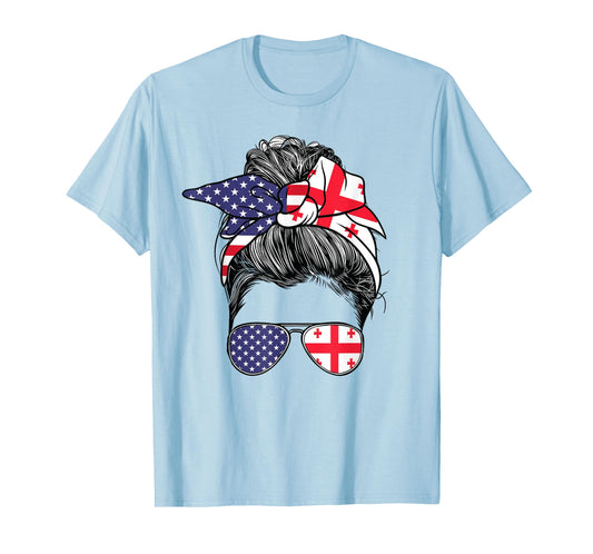 Georgian Women Girl USA Heritage American Georgia Flag T-Shirt
