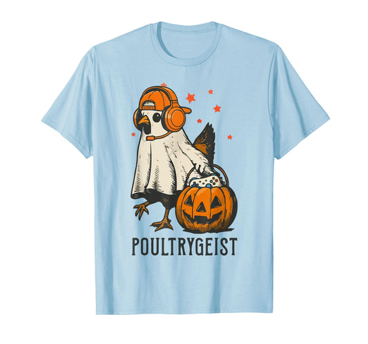 Poultrygeist Gamer Chicken Ghost Fall Spooky Season Costume T-Shirt