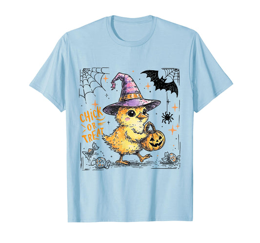 Chick or Treat Halloween Chicken Lady Spooky Season Fall T-Shirt