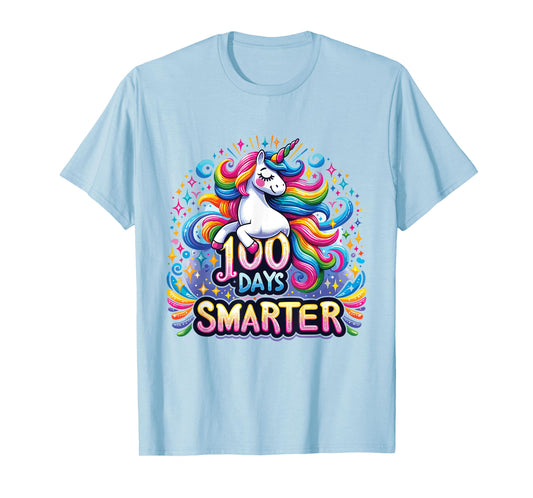 100 Days Smarter Unicorn Girls Teacher 100th Day of School T-Shirt