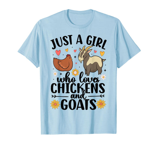 Just A Girl Who Loves Chicken and Goats Farming Farmer Women T-Shirt