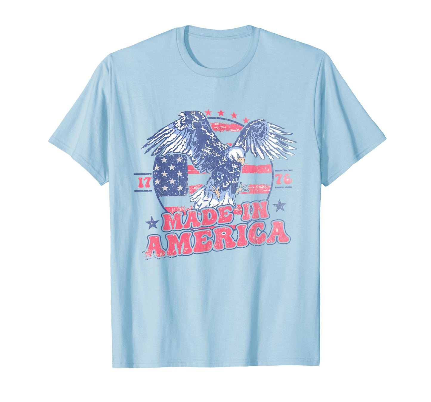Women Retro Made In America 4th Of July Eagle Patriotic T-Shirt