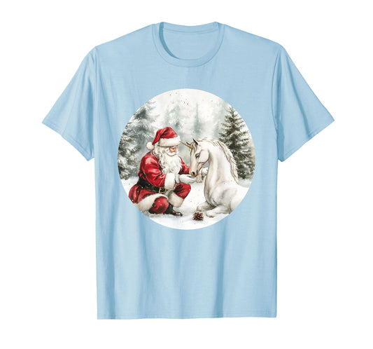 Christmas Unicorn Santa Claus Winter Holiday For Girls T-Shirt
