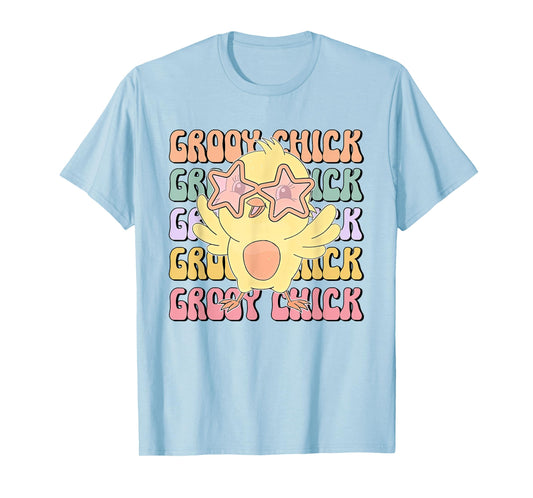 One Groovy Chick Retro Chick Costume Glasses Cute Easter Day T-Shirt