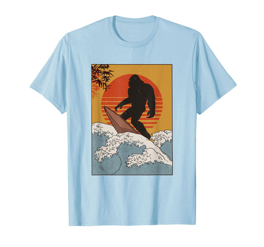 Japanese Vintage Kanagawa Art Great Wave - Surfing Bigfoot T-Shirt