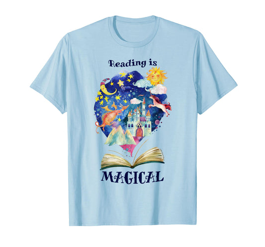 Reading is Magical Library Book Worm Teacher Librarian Men Women Girls Kids T-Shirt