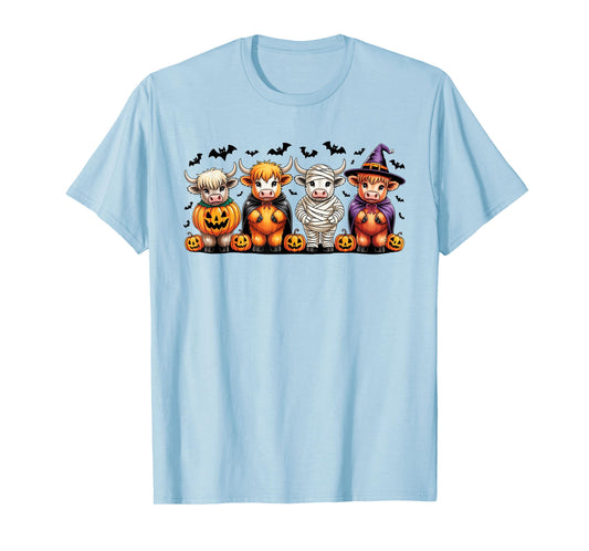 Halloween Highland Cow Witchy Cow Spooky Pumpkin Hello Fall T-Shirt