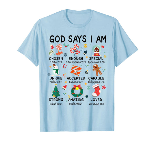 God Says I Am Cute Christmas Xmas Christian Boys Girls T-Shirt
