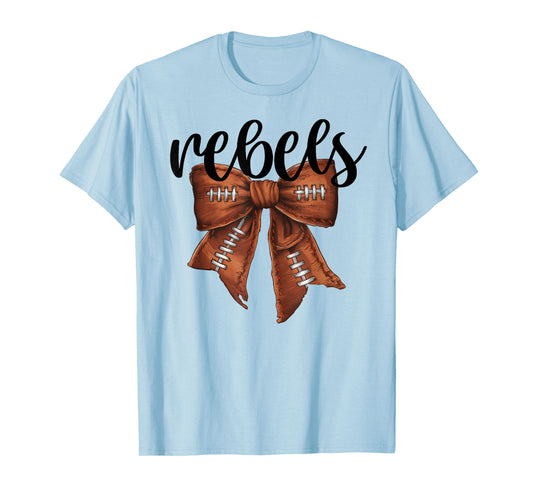 Rebels Football Bow School Spirit Team Mascot Game Night T-Shirt