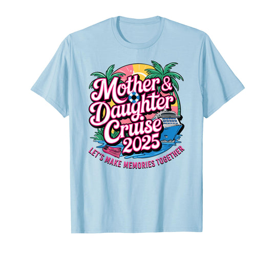 Cruise Squad Friend Family Matching Group Reunion Mother Daughter 1st Cruise 2025 Girls Trip Unisex-Child Blue Small Tropical Crew Neck Short Sleeve T-Shirt