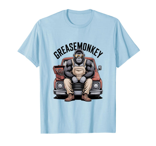 Greasemonkey Gorilla Retro Mechanic Garage Monkey Graphic T-Shirt
