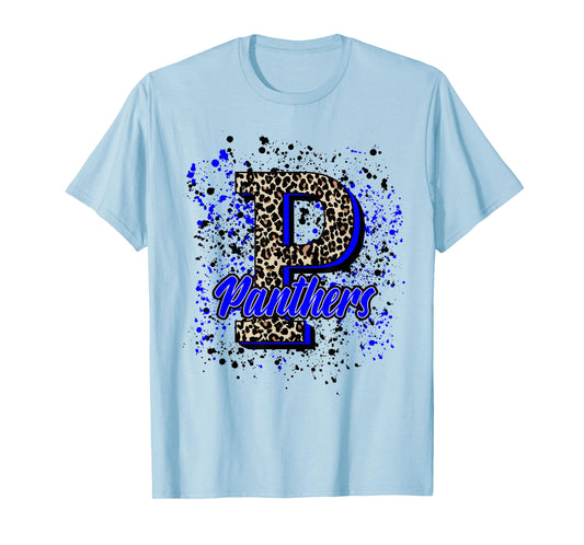 Panthers Mascot Blue Black School Spirit T-Shirt