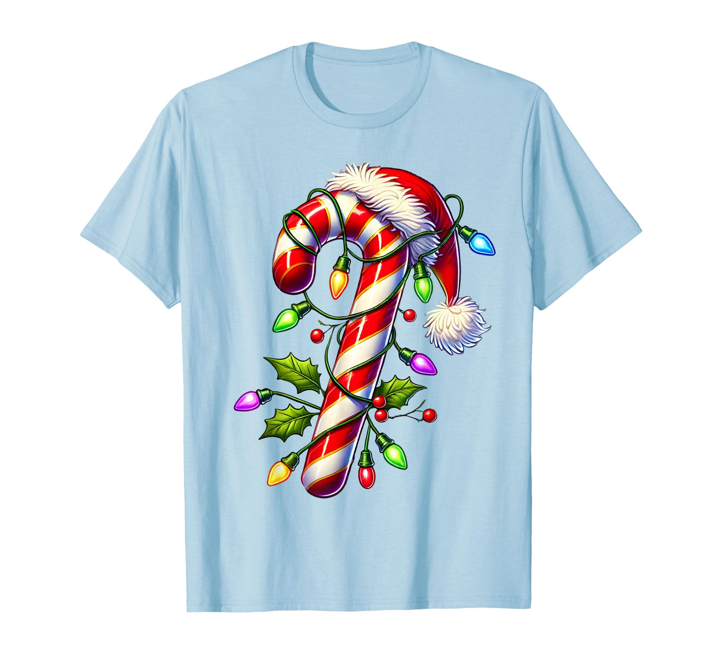 Candy Cane Crew Christmas Light Family Xmas Santa Boys Girls T-Shirt
