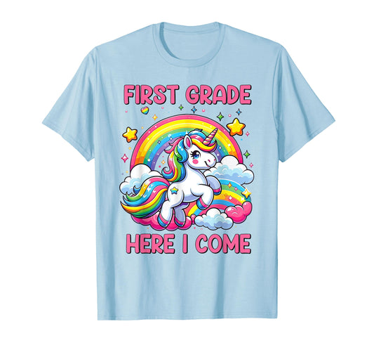 Unicorn First Grade Here I Come Back To School Girls Kids T-Shirt