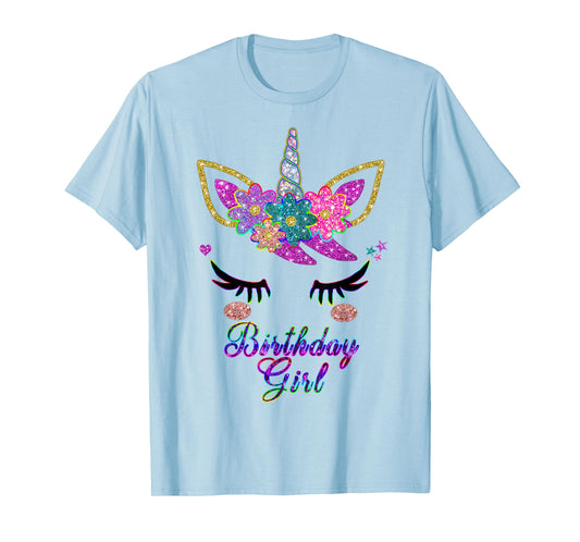Rainbow Unicorn Birthday T-Shirt, Birthday Girl Outfit T-Shirt