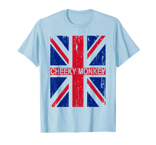 Cheeky Monkey Union Jack Great Britain Flag British Slang T-Shirt