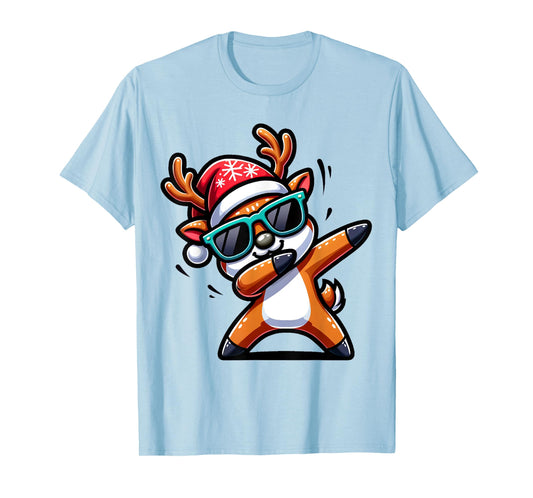 Christmas Reindeer Boys Dabbing Reindeer Santa Xmas Funny T-Shirt
