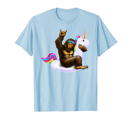 Pool Party Unicorn Floaty Sasquatch Costume Bigfoot Float T-Shirt