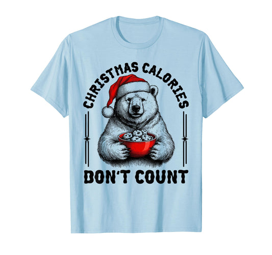 Christmas Calories Don't Count Funny Polar Bear Cookie Meme T-Shirt