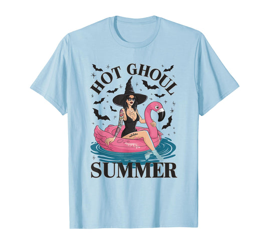 Hot Ghoul Summer Funny Witch Gothic Spooky Retro Halloween T-Shirt