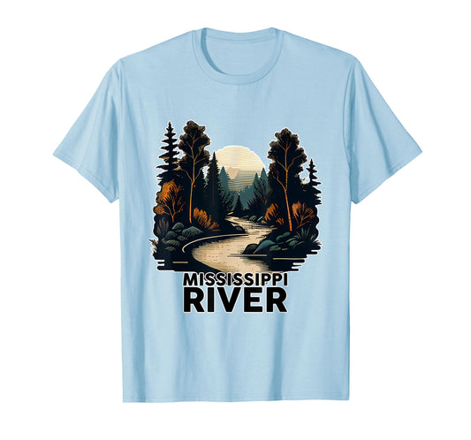 Mississippi River T-Shirt Retro Minimalist River Mississippi T-Shirt