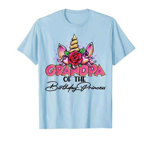 Grandpa of the Birthday Princess Unicorn Matching Family T-Shirt