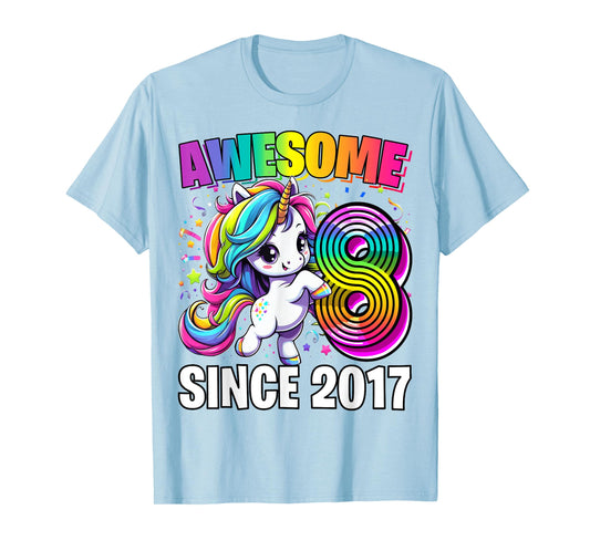 Unicorn 8th Birthday 8 Year Old Unicorn Party Girls Outfit T-Shirt