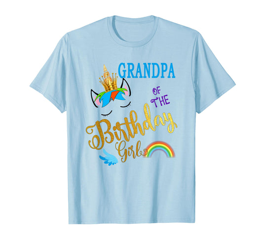 Grandpa of The Birthday for Girl Papa Unicorn First Birthday T-Shirt
