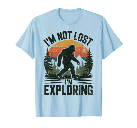 Bigfoot I'm Not Lost I'm Exploring Funny Forest Retro Hiking T-Shirt