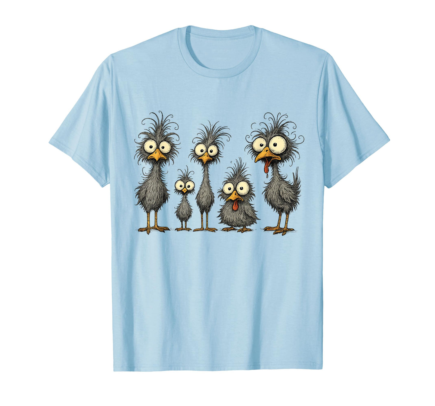 Funny Crazy Chicken Family Cartoon Cute Colorful Chicken Art T-Shirt