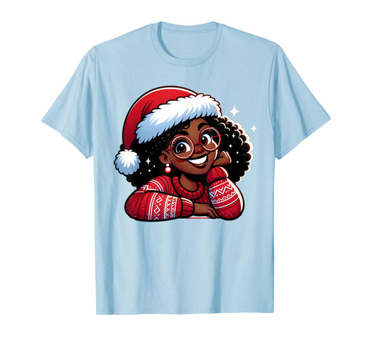 African American Merry Christmas African Black Women Girls T-Shirt