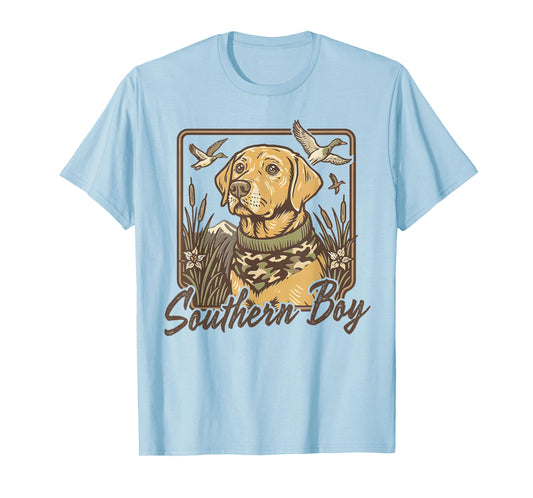 Camo Southern Boy Hunting Duck Dog Western Camouflage Flag T-Shirt