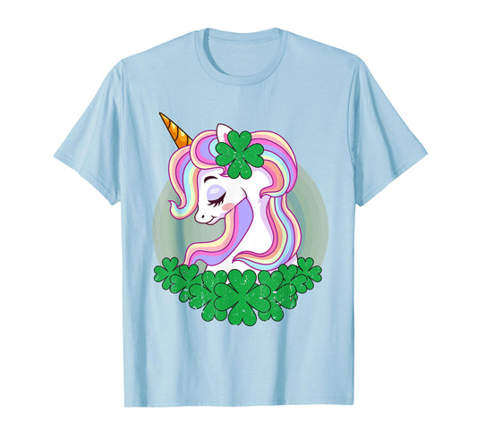 St Patricks Day Unicorn Shamrock Pattys Toddler Kid Girls T-Shirt