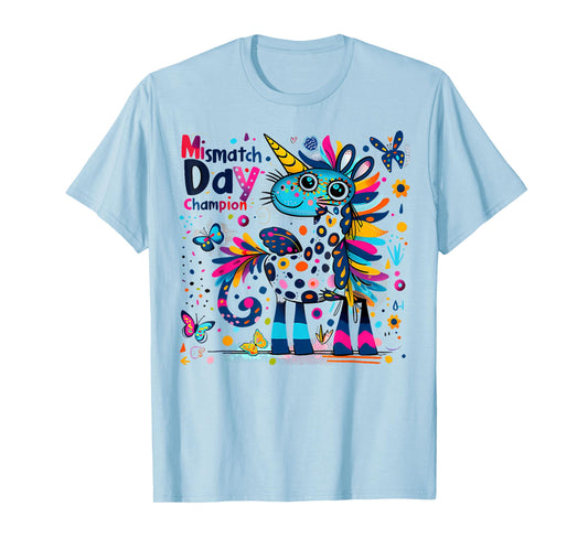 Mismatch Day Champion Funny Colorful Unicorn T-Shirt