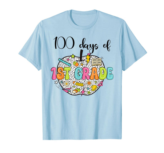 100th day of school shirt 100 days of 1st grade Bow Apple T-Shirt