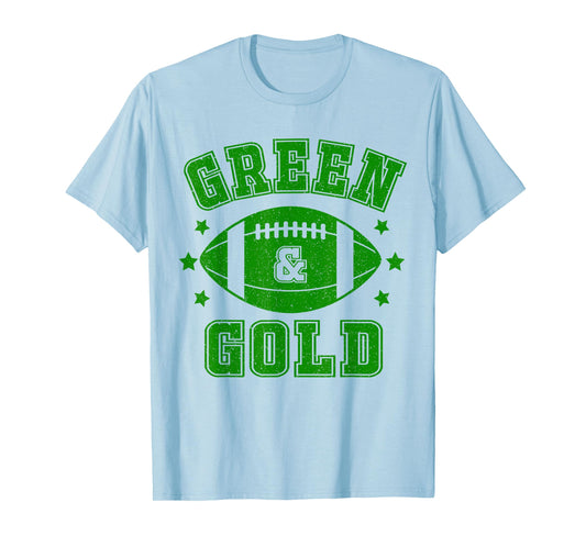 On Gameday Football We Wear Green And Gold School Spirit T-Shirt