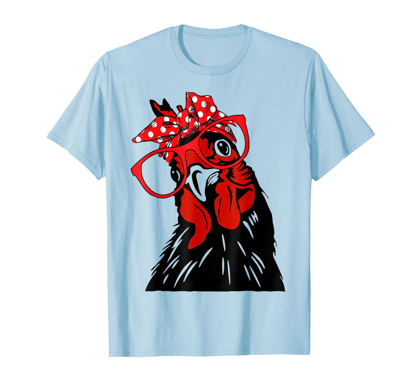 cute Women Girl Chicken With Bandana Headband and Glasses T-Shirt