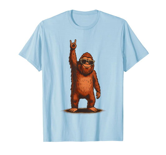Retro Bigfoot Rock Music Lover Funny Bigfoot Men Women T-Shirt