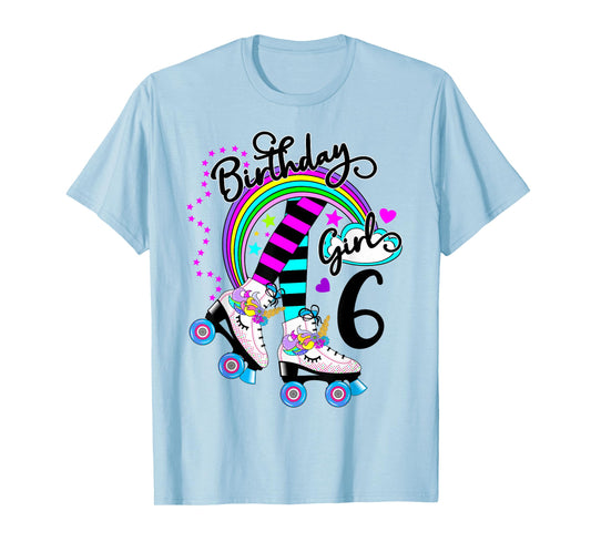 6th Unicorn Roller Skate Birthday Party for Girls Shirt T-Shirt