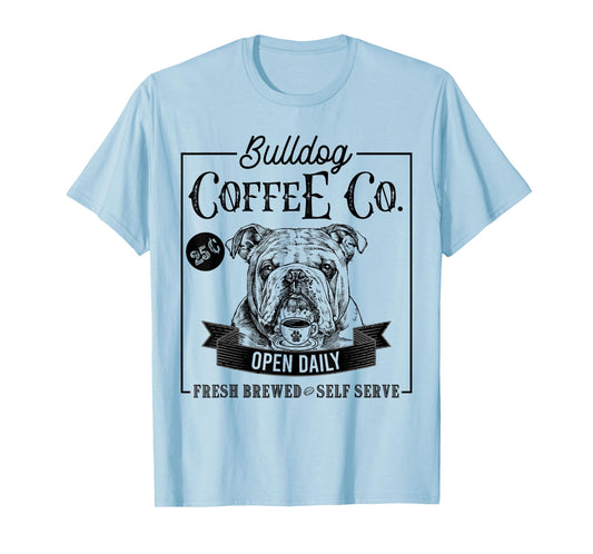 Retro English Bulldog Coffee Funny Dog Mom Coffee Lover T-Shirt