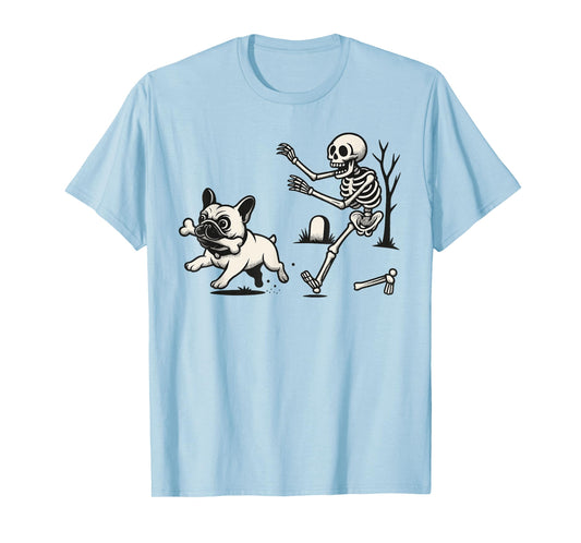 Halloween French Bulldog Skeleton Spooky Humor Funny Dog T-Shirt