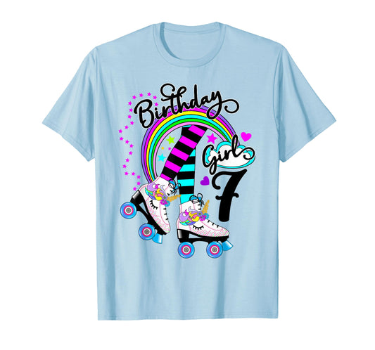 7th Unicorn Roller Skate Birthday Party for Girls Shirt