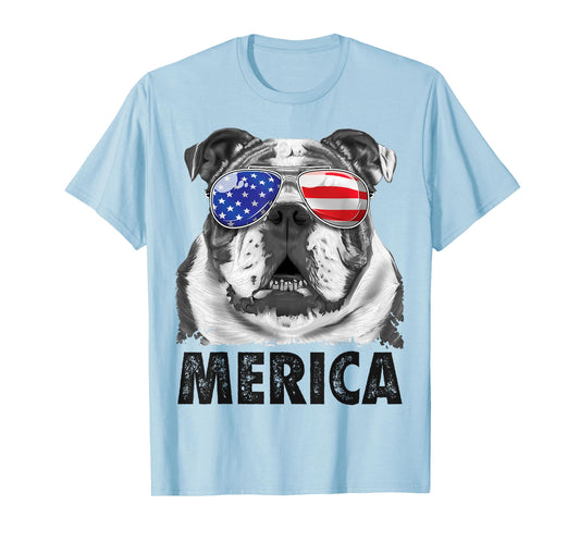 English Bulldog 4th of July Shirt Merica Men Women American T-Shirt