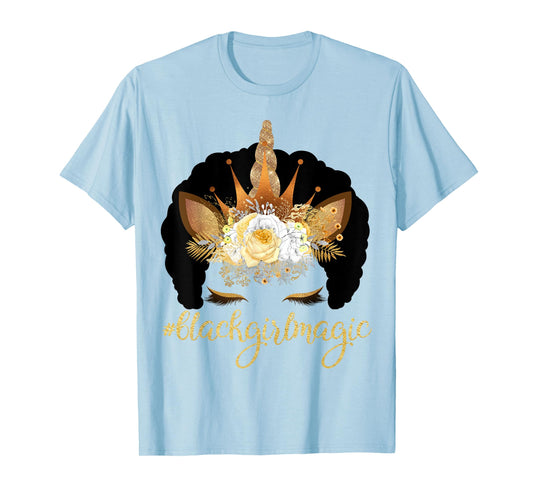 Unicorn Afro Kids Black Girl Magic Birthday Gift T-Shirt