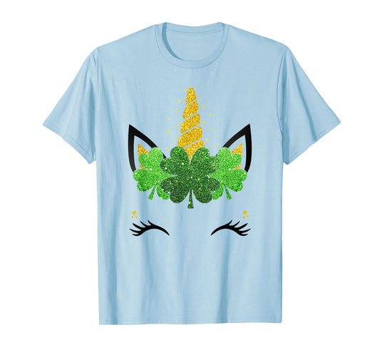 Unicorn Face St Patrick's Day Girls Kids Women T-Shirt