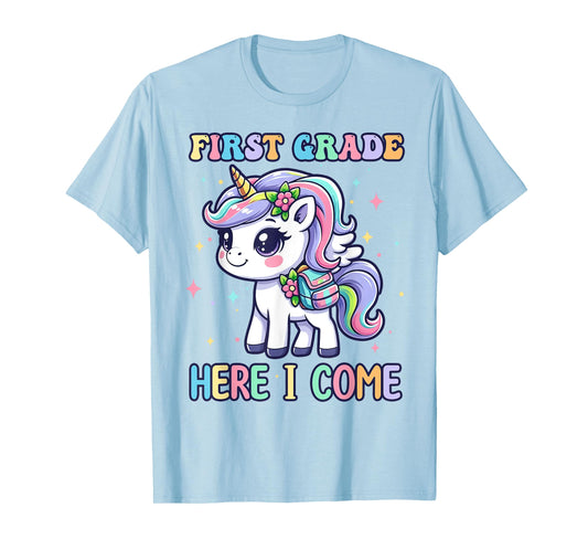 Unicorn First Grade Here I Come Back To School Girls Kids T-Shirt